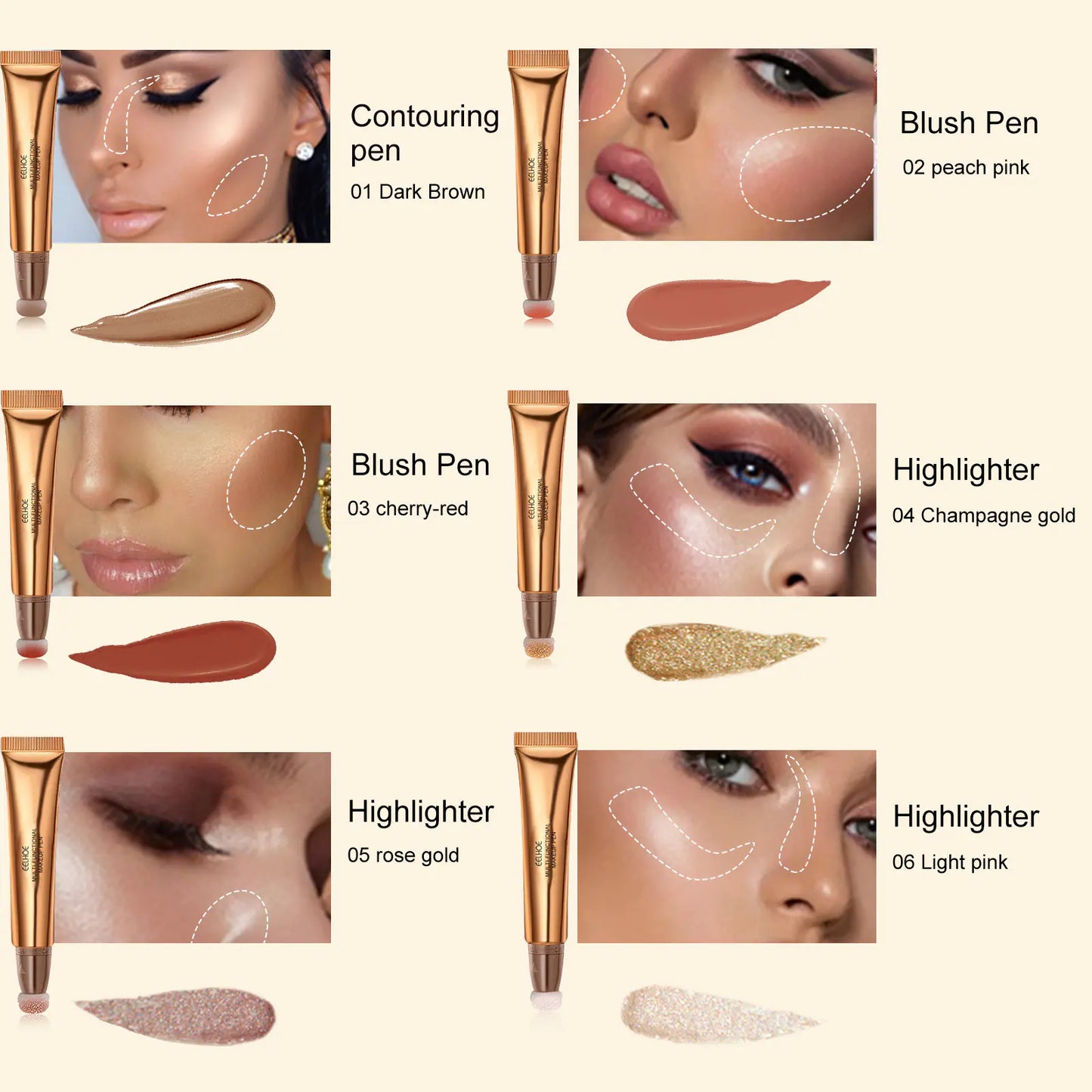 Contouring Makeup Stick with Soft Cushion Applicator