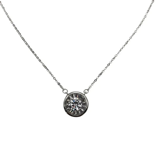 Zircon Necklace, Circle Necklace, Choker Necklace