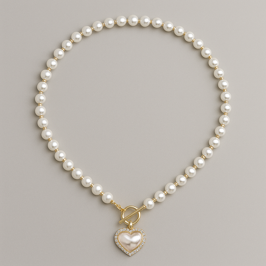 Heart-Shaped Faux Pearl Beads Necklace (One Piece)